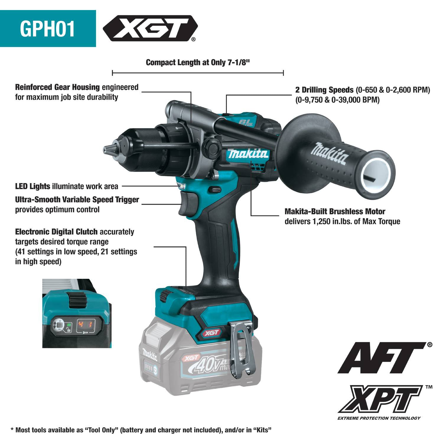 40V Max XGT Lithium-Ion Brushless Cordless 1/2" Hammer Driver‑Drill (Tool Only)