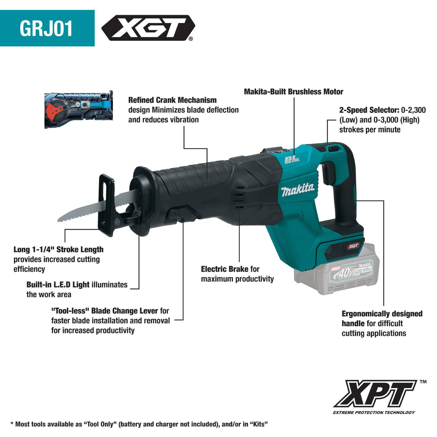 40V Max XGT Lithium-Ion Brushless Cordless Reciprocating Saw (Tool Only)