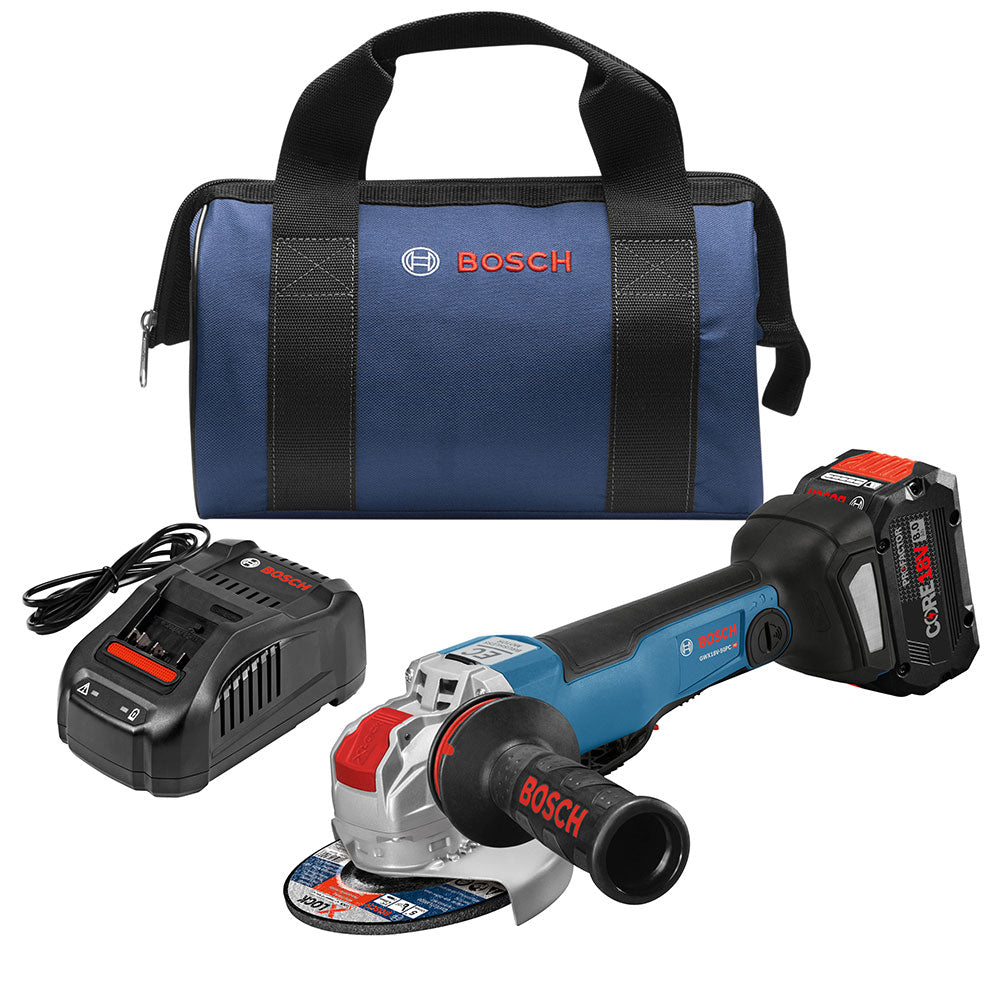 Bosch GWX18V-50PCB14 18V X-LOCK Lithium-Ion Brushless Cordless 4-1/2 – 5  Connected-Ready Angle Grinder Kit w/ CORE18V 8.0 Ah Performance Battery —