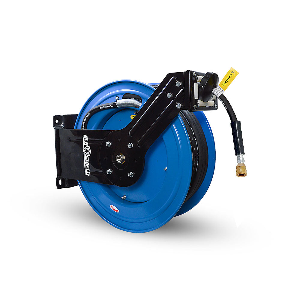BluBird BluShield PWR14100 1/4" X 100' 4100 PSI Polyester Braided Retractable Pressure Washer Hose Reel