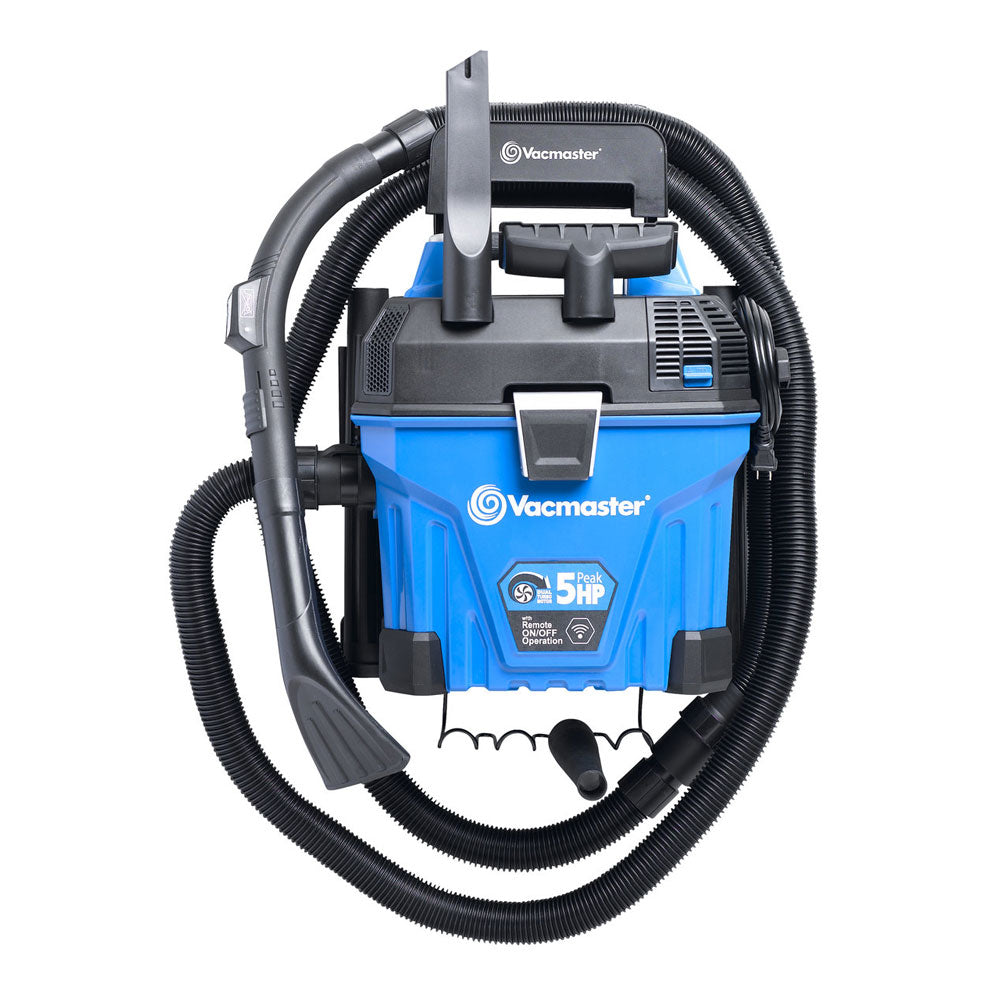 Vacmaster VWMB508 0101 5 Gallon 5 Peak HP Wall-Mountable Wet/Dry Vac with Remote Control