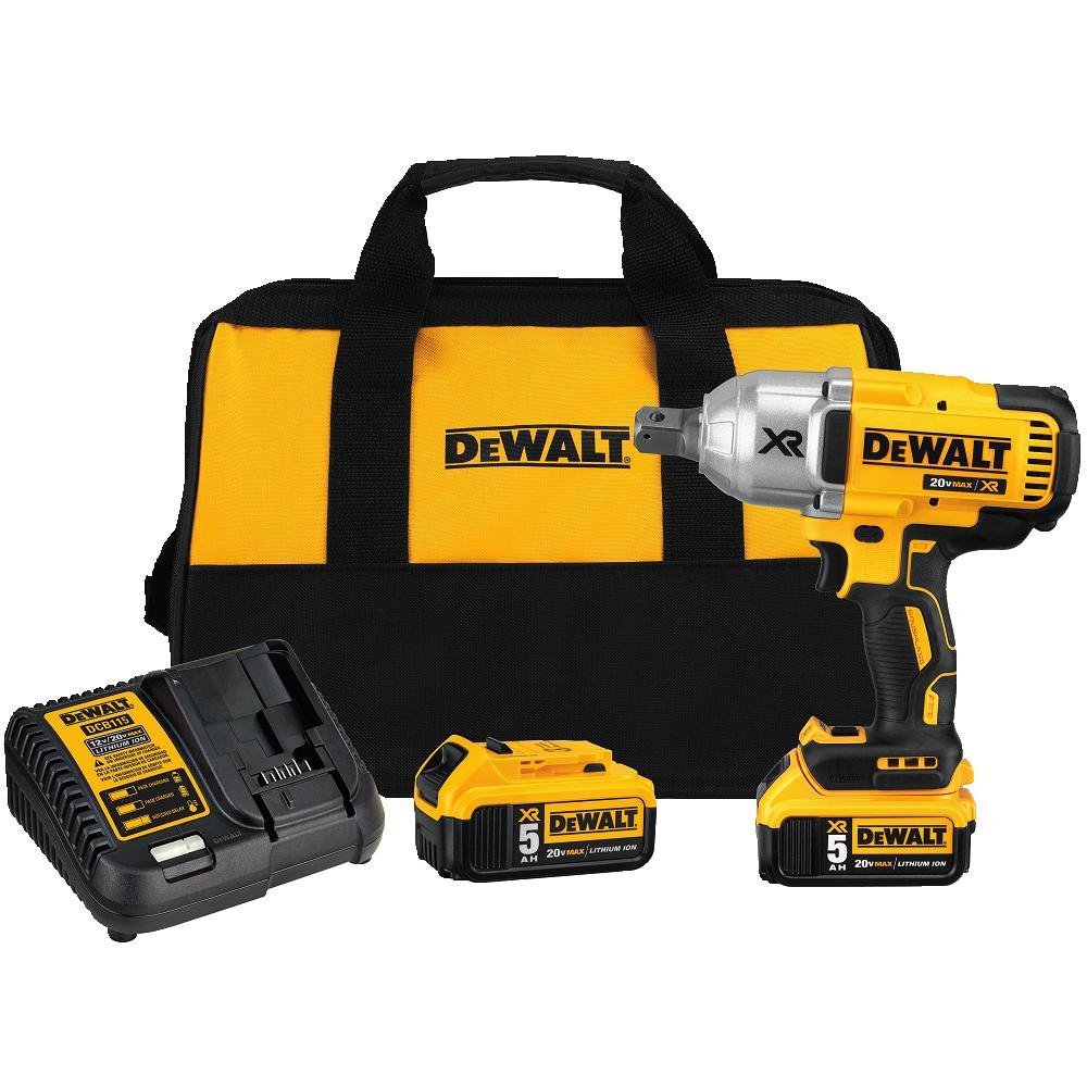 DEWALT DCF897P2 20V MAX XR Lithium-Ion Brushless Cordless High Torque 3/4" Impact Wrench with Hog Ring Kit 5.0 Ah