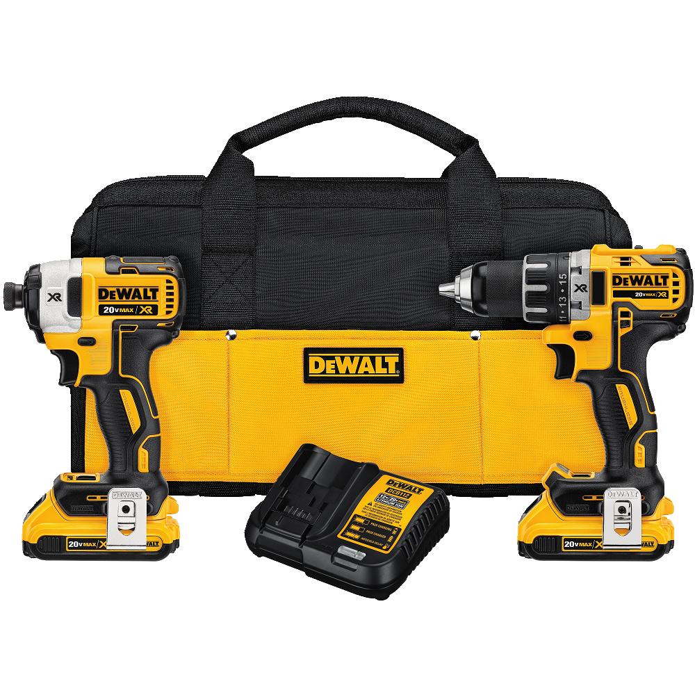 DEWALT DCK283D2 20V MAX XR Lithium-Ion Brushless Cordless 2-Tool Combo Kit with 1/2" Compact Drill/Driver and 1/4" Impact Driver 2.0 Ah