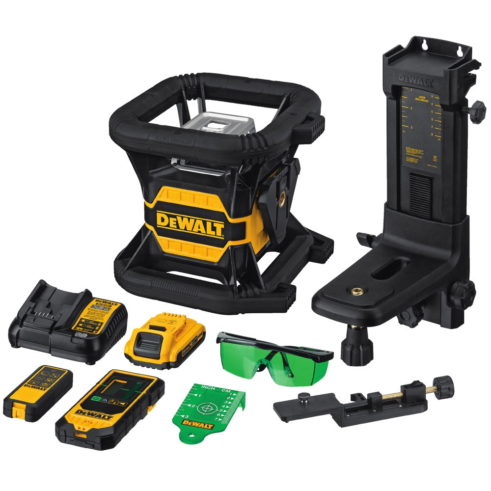 DEWALT DW080LGS 20V MAX Lithium-Ion Cordless Tool Connect Green Beam Self-Leveling Rotary Tough Laser Kit 2.0 Ah