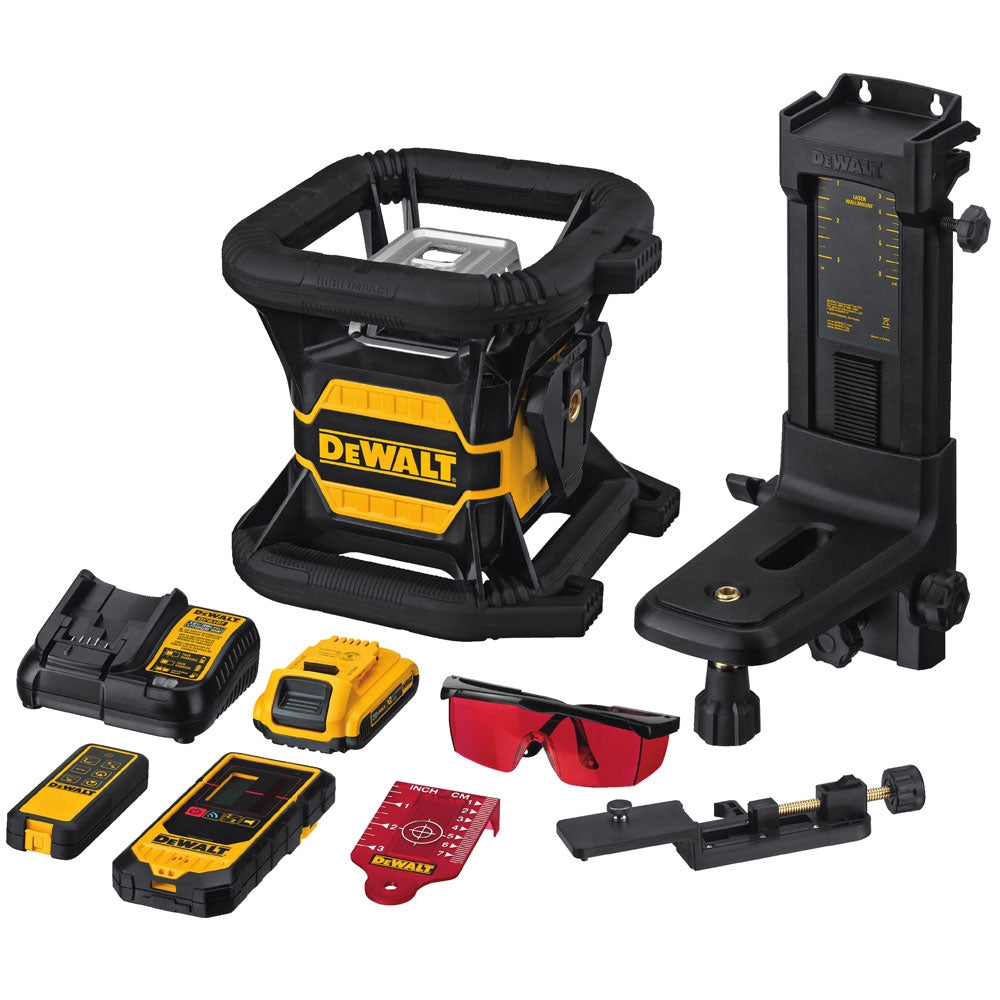 DEWALT DW080LRS 20V MAX Lithium-Ion Cordless Tool Connect Red Beam Self-Leveling Rotary Tough Laser Kit 2.0 Ah