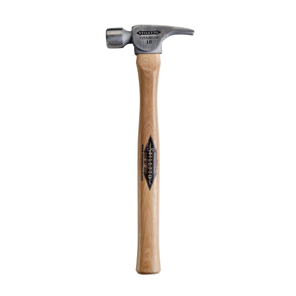 Stiletto Tools FH10S 16" Hickory Straight Handle 10 oz. Titanium Head Smooth Round Face Straight Claw Finish Hammer