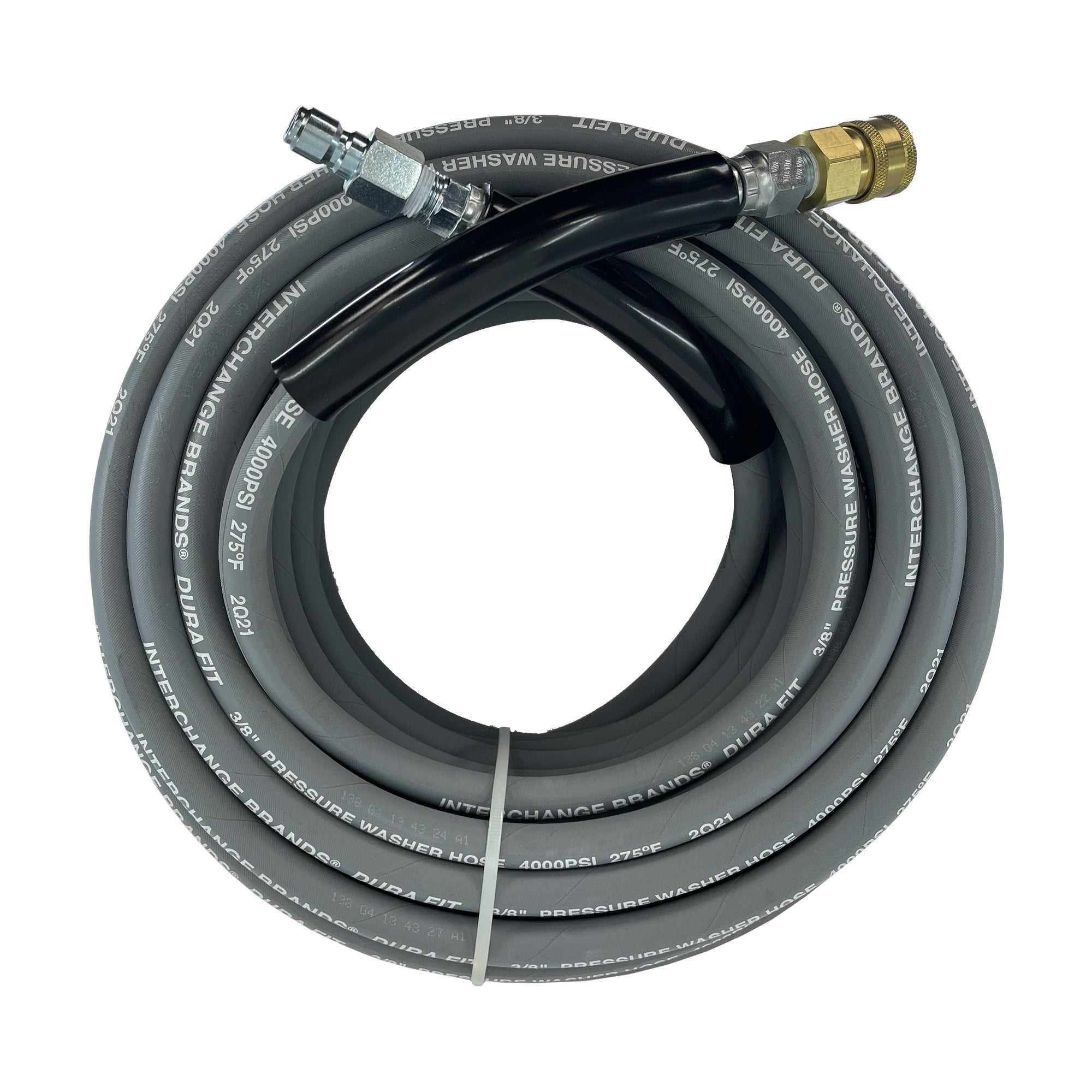 3/8" x 100' 4000 PSI Gray Non-Marking Pressure Washer Hose w/ Quick Connects