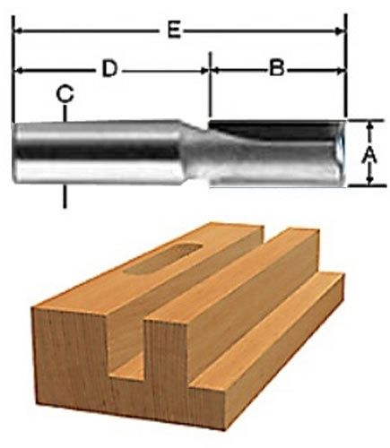 Bosch 85227M 1/2" X 1" X 1/4" Shank Carbide Tipped Double Flute Straight Router Bit