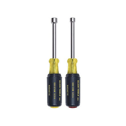 Klein Tools 630M 2-Piece Cushion-Grip Magnetic Tip Nut Driver Set with 3" Hollow Shanks