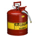 Justrite 7250120 5-Gallon Type II Safety Can with 5/8" Flexible Hose