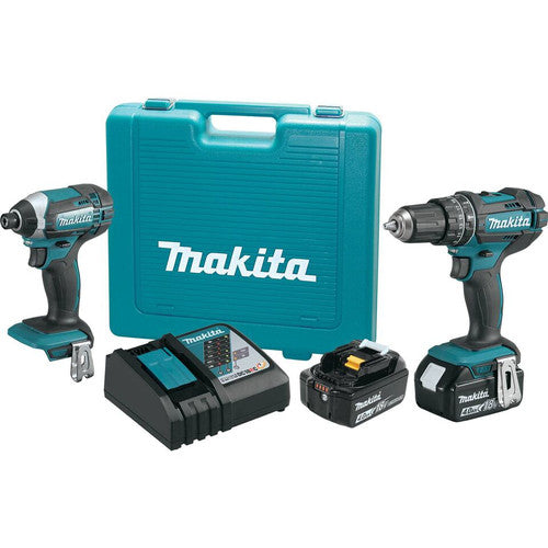 Makita XT261M 18V LXT Lithium-Ion Cordless 2-Tool Combo Kit with 1/2" Hammer Drill/Driver and 1/4" Impact Driver 4.0 Ah