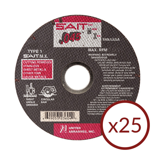 Sait 23604 4-1/2" x 0.45" x 7/8" 1 M.X. Cut-Off Wheel (25pk)