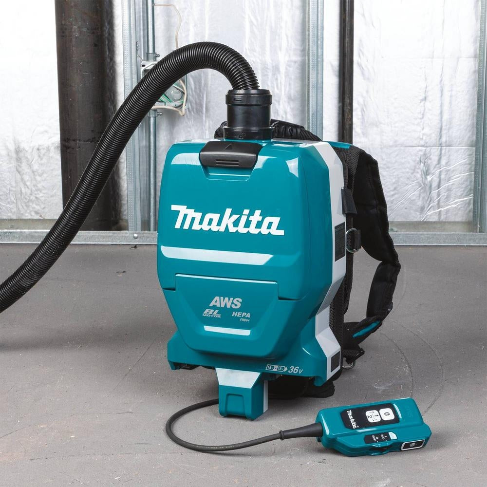 Makita XCV10ZX 18V X2 LXT Lithium‑Ion (36V) Brushless Cordless 1/2 Gallon HEPA Filter Backpack Dry Dust Extractor, AWS Capable (Tool Only)